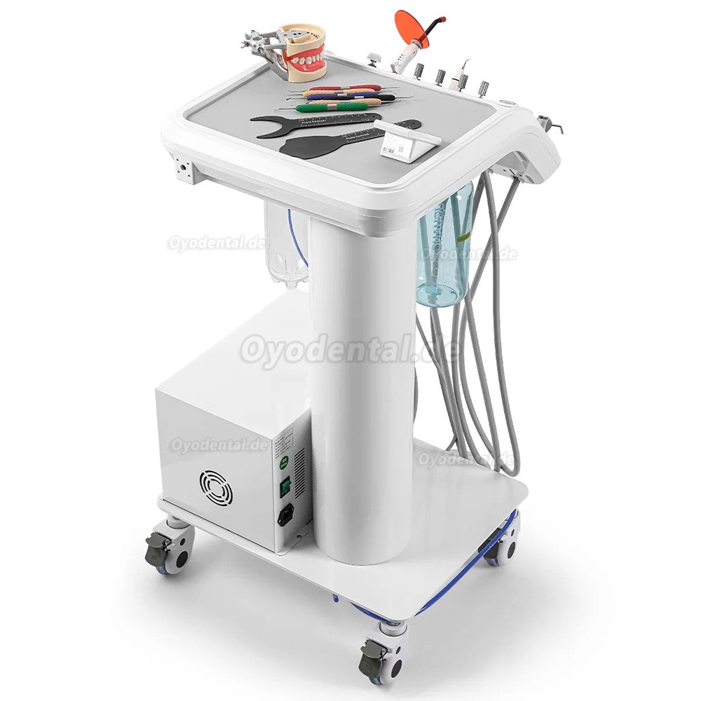 B033 Tragbare Dental Behandlungseinheit Mobiler Wagen mit Luftkompressor Scaler Handst&uuml;ck und Polymerisationslampe